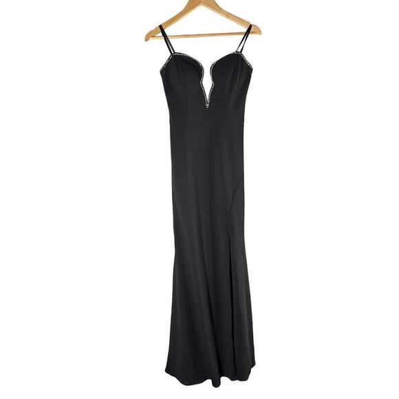 AQUA Strapless Plunging Black Formal Party Evening Dress - Picture 3 of 12